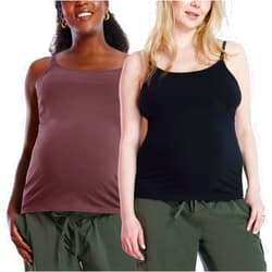 Motherhood Maternity Women's Clip Down Nursing Tank Top Cami with Adjustable Straps for Breastfeeding-2 Pack