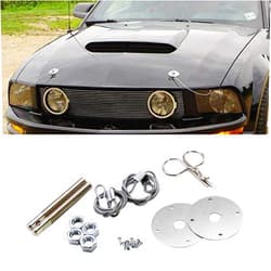 MLAHUIER Hood Pins Kit for Car - Hood Latch Kit with Racing Lanyard, Stainless Hood Pin Lock Clip for Fixing Car Hood and Reduce Wobble, Universal Car Mods Exterior Accessories Fits Most Car Truck SUV(Silver)