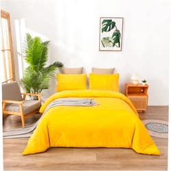 Forxiexie Mustard Yellow Comforter Set Full Dark Yellow Velvet Bedding Comforter Sets Yellow Bedding Full Sets Fluffy Comforter Boys Girls Bedding Soft 3Pcs Mustard Bed Comforter Set Full