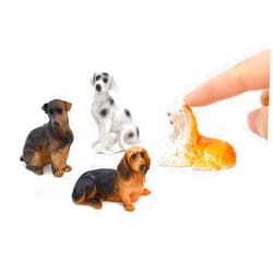 iland Dollhouse Pet of Mini Dog, 4pcs Realistic Miniature Figures, Hand Painted Tiny Dogs incl Cocker Spaniel, Dalmatian, Basset Hound & German Hunt Terrier on 1:12 Scale, Dog Cake Toppers