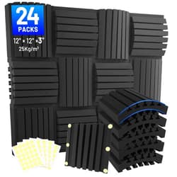 Focusound 24 Pack Curved Acoustic Foam Panels 3