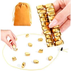 Vinncalri Upgraded Magnetic Chess Game Set with 20 Larger Golden Stones & Rope, Portable Magnet Game, Fun Strategy Puzzle for Kids & Adults, Family Party Travel Cluster Game