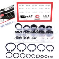 Hilitchi 150-Pcs Alloy Steel External Circlip Snap Retaining Clip Ring Assortment Kit - Size: 4mm to 28mm