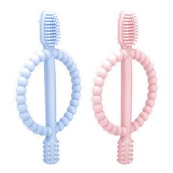 MISSLILI Baby Teething Toys with Easy-Hold Handle, Silicone Infant Toothbrush, Textured On Both Sides Helps Massage, Soothe Sore Gums, Teething Toys for Babies 0-6 Months, 6-12 Months