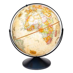 Replogle Eureka 16 inch desktop globe with up to date antique raised relief map and full swing gyromatic assembly. The beautiful antique ocean product has vast amounts of up-to-date information will pique the interest of any geographical connoisseur of all ages. This sturdy globe features over 4000 place names and political boundaries.