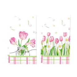 Artoid Mode Tulip Buffalo Plaid Flowers Spring Kitchen Towels Dish Towels, 18x26 Inch Seasonal Floral Decoration Hand Towels Set of 2