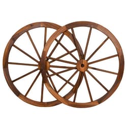 Trademark Innovations Decorative Vintage Wood Garden Wagon Wheel with Steel Rim - 31.5