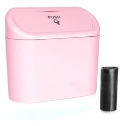 Accmor Car Trash Can with Lid, Vehicle Trash Bin Car Dustbin Garbage Organizer Holder with One Roll Trash Bag, Portable Hanging Mini Leakproof Cars Storage Bag Container for Auto, SUV, Office (Pink)