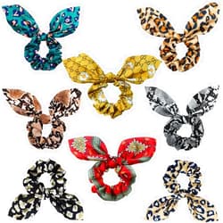 NAIHOD 8 Pack Bow Bowknot Hair Scrunchies Rabbit Bunny Ear Scrunchies Chiffon Scrunchies Silk Ponytail Holder Rabbit Head Wear Hair Ties Ropes Hair Accessories for Women Girls