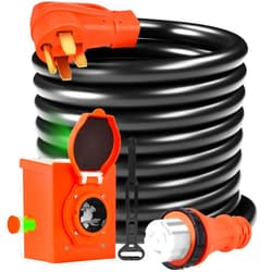 H HZXVOGEN 50A 15FT Generators Cord and Power Inlet Box Combo Kit, NEMA 14-50P Male to SS2-50R Generator Extension Cord 125V/250V RV Generator Power Cord Twist Lock Connector, ETL Listed