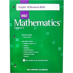 By No author listed (Author) Holt Mathematics, Course 3, Chapter 10 Resource Book