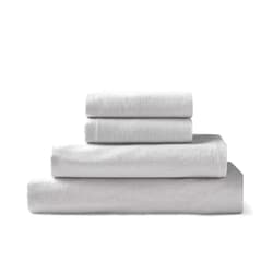 Brielle Home Flannel Sheet Set Cotton Soft Warm & Cozy Modern Chic with Elastic Deep Pockets, Queen, Lunar Grey