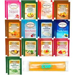 By The Cup Twinings Herbal Tea Sampler, Naturally Caffeine-Free (Pack of 26) 13 Flavors, 2 of each Flavor with By The Cup Honey Sticks