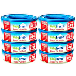 BabyBreeze Diaper Pail Refill Bags Compatible with Playtex Diaper Genie Pails Odor Absorbing Diaper Disposal Trash Bags - 2240 Count (8-Pack)