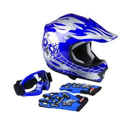XFMT-moto-part XFMT DOT Youth Kids Motocross Offroad Street Dirt Bike Helmet W/Goggles Gloves ATV Mx Skull Helmet