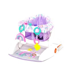 Bright Starts Learn-to-Sit Baby Floor Seat, 2-Positions Grow with Infant, Portable Baby Chair, Includes Sensory Toys, Unisex, 4-12 Months, Purple Paradise