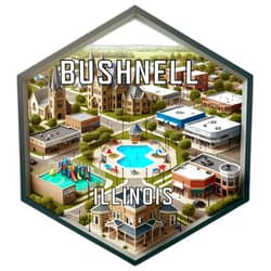 R and R Imports Bushnell Illinois Souvenir Travel Destination Die Cut Hexagon Fridge Magnet 6-Inch