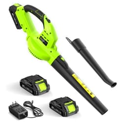 Anykit Cordless Leaf Blower, 20V Electric Leaf Blower, Lightweight Leaf Blower with Battery and Charger, 2 Speed Handheld Blower for Clearing Patios/Sidewalks (Green)