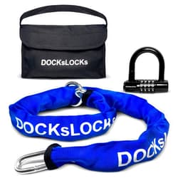DocksLocks 8mm Security Chain Lock Set (3', 6' or 10') Heavy Duty, Cinch Style, Weatherproof, Hardened Carbon Steel, Includes Compact U-Lock 6ft