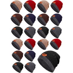Kigeli 24 Pcs Winter Slouchy Beanie Bulk for Homeless Donations, Men Fleece Inner Warm Hat Wholesale Thick Skull Cap Knit Beanie Winter Beanie Hats