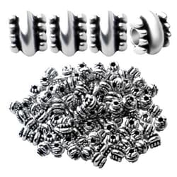 BronaGrand 100pcs Antique Silver Spacers Beads Tibetan Alloy Rondelle Bead Spacers Tube Beads Column Loose Beads Charm Beads for Jewelry Bracelet Making Finding