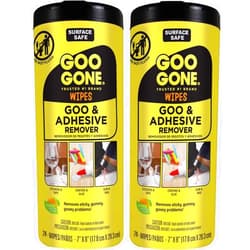 Goo Gone Adhesive Remover Wipes – Removes Stickers, Residue, Grease, Grime, Crayon, Sap, Sticky or Gooey Messes, Pre-Moistened Wipes, 2 Pack, 48 Count