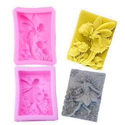 SYW 2 Pcs Silicone Mold Angel Dragonfly Butterfly Fairy Craft Art Silicone Soap Mold DIY Handmade Soap Molds 3D Cake Baking Tool,pink-2