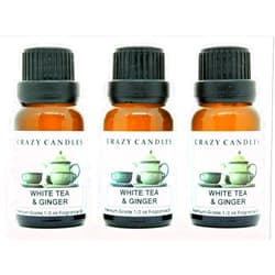Crazy Candles White Tea & Ginger (Made in USA) 3 Bottles 1/2 FL Oz Each (15ml) Premium Grade Scented Fragrance Oil