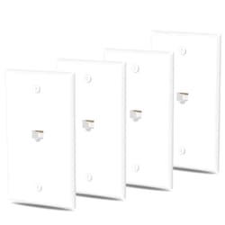 HuaHengHT cat6 Ethernet Wall Plate Outlet 1 Port RJ45 network Female to Female Keystone wall coupler Jack plate (1 Cat6 4 Packs, white)