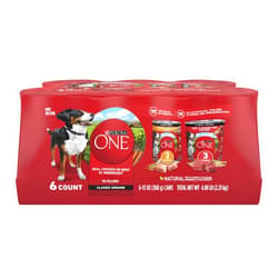 Purina ONE Classic Ground Chicken and Brown Rice, and Beef and Brown Rice Entrees Wet Dog Food Variety Pack - (Pack of 6) 13 oz. Cans