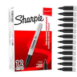 Sharpie Permanent Markers, Fine Point, Black, 12 Count