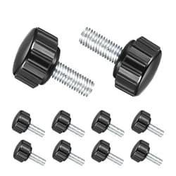 Dudnbt Carbon Steel Threaded Knurled Thumbscrew - 10 PCS M4 x 10 mm Round Grip Knobs Thumb Screw for Machinery Latche, Clamping Screw (Black)
