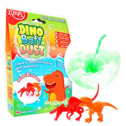 Zimpli Kids Dino Baff Dust 2 Bath Pack and 2 x Dinosaur Figures from Zimpli Kids, Magical Bubble Bath Bomb Soak Powder for Children, Bubble Spa Bath Gift for Kids, Dinosaur Gifts for Boys, Bath Toy, Non-Toxic
