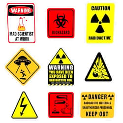 WERNNSAI Science Party Decorations - 9PCS Mad Scientist at Work Home Wall Decor Signs Funny Tags for Boys Kids Birthday Party Laboratory Sign Table Centerpieces Yellow Caution Logos on Door Windows Supplies