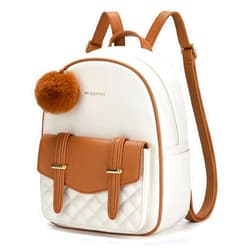 Missnine Mini Backpack for Women Cute Small Backpack Purse With Pompom PU Leather Bookbag Small Casual Daypacks For Ladies