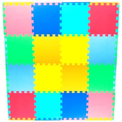 ProSource Foam Puzzle Floor Play Mat for Kids and Babies with Solid Colors, 36 or 16 Interlocking Tiles with Borders, Brown/Beige/Grey