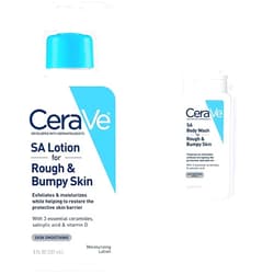 CeraVe SA Lotion for Rough & Bumpy Skin, 8 Ounce & Body Wash with Salicylic Acid | Fragrance Free Body Wash to Exfoliate Rough and Bumpy Skin | Allergy Tested | 10 Ounce