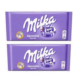 Milka Alpenmilch Alpine Milk Chocolate, 100g (Pack of 2)