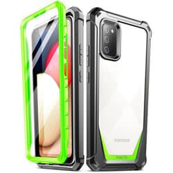 Poetic Guardian Series Case Designed for Samsung Galaxy A02S, Full-Body Hybrid Shockproof Bumper Clear Protective Cover Case, Built-in Screen Protector, Green/Clear