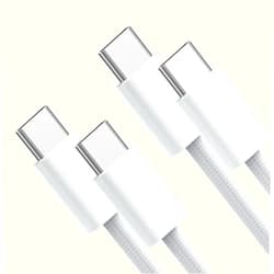 Hichain 2 Pack USB C to USB C Charger Cord 3ft, 60W Fast Charging Cable Type C White Braided Waterproof USB C Cable for Samsung Galaxy Pixel Phone 15 Xiaomi CCW3-2P