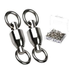 AMYSPORTS Barrel Ball Bearing Swivel Saltwater Stainless Rolling Fishing Swivel Steel High Strength Fishing Swivels Connector Solid Welded Rings Black Nickel