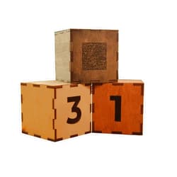 Kyivworkshop Wooden cube with number and qr code (chestnut)