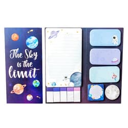 Xqumoi The Sky is The Limit Sticky Notes Set, 550 Sheets, Outer Space Galaxy Planet Pattern Self-Stick Notes Pads Divider Tabs Bundle Writing Memo Pads Back to School Office Supplies Small Gift