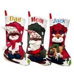 XENTUMI Personalized Christmas Stockings 3D Custom Name Buffalo Plaid Stockings Xmas Stockings for Christmas Decoration Large Family Christmas Stocking for Farmhouse Fireplace Mantle Cartoon