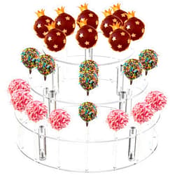 TOPZEA 3-Tier Cake Pop Display Stand, 36 Hole Clear Acrylic Lollipop Holder Round Tiered Cupcake Dessert Display Stand, Ideal for Baby Shower, Wedding, Birthday, Party, Anniversary, Halloween