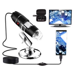 Bysameyee USB Digital Microscope 40X to 1000X, 8 LED Magnification Endoscope Camera with Carrying Case & Metal Stand, Compatible for Android Windows 7 8 10 11 Linux Mac