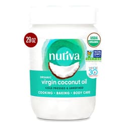 Nutiva Organic Coconut Oil 29 fl oz, Cold-Pressed, Fresh Flavor for Cooking Oil, Natural Hair Oil, Skin Oil, Massage Oil and, Non-GMO, USDA Organic, Unrefined Extra Virgin Coconut Oil (Aceite de Coco)