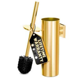 Novsix Gold Toilet Brush and Holder Set with Wall Mount - Modern Wall Mounted Toilet Brush Made from Corrosion-Resistant Stainless Steel - Removable Inner Bowl, Splash Protection & Dense Bristles Supplied