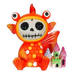 Ebros Gift Aquarium Big Eyed Goldfish Furry Bones with Colorful Underwater Atlantis Castle Figurine 3