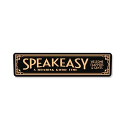 The Lizton Sign Shop Speakeasy Sign, Welcome Bar Sign - 4 x 18 Inches, Aluminum, Vintage, Black